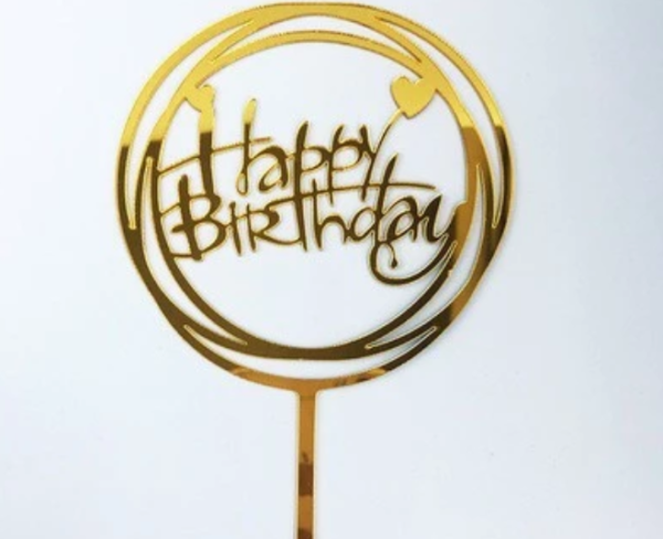 10pcs/pack Acrylic ​Happy Birthday Cake Topper HB Gold